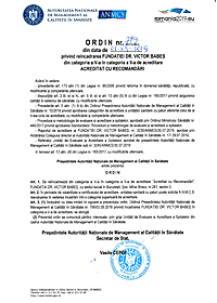 Certificat de acreditare Spital General - Fundatia Dr. Victor Babes