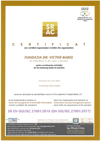 Certificat SRAC studii clinice